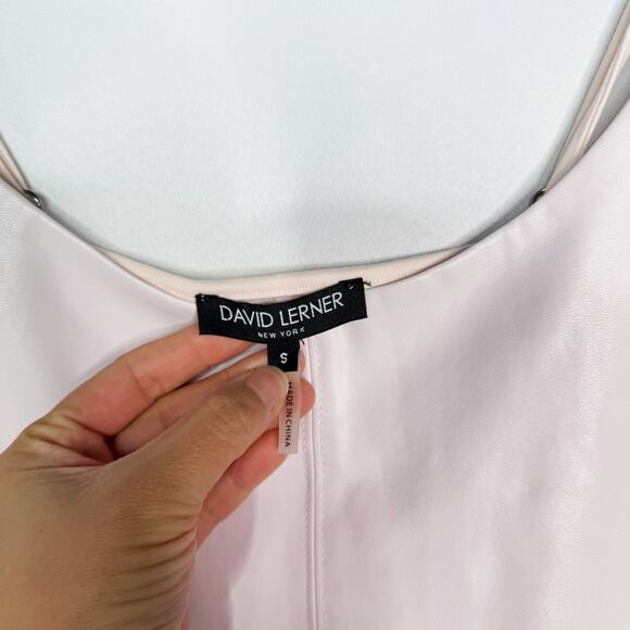 David Lerner Womens Small Light Pink Faux Leather Camisole Tank Top Mixed Media - Picture 7 of 8